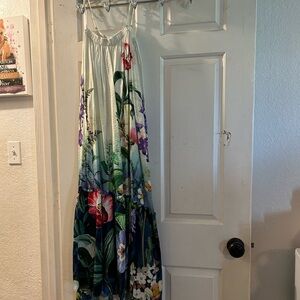 Anthropologie Floral Maxi Dress in Cream, Green, Navy, Red, Purple